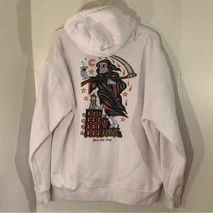 5BORO INDEPENDENT TRADING CO DEATH CITY NIGHT BACK GRAPHIC HOODIE SIZE LARGE